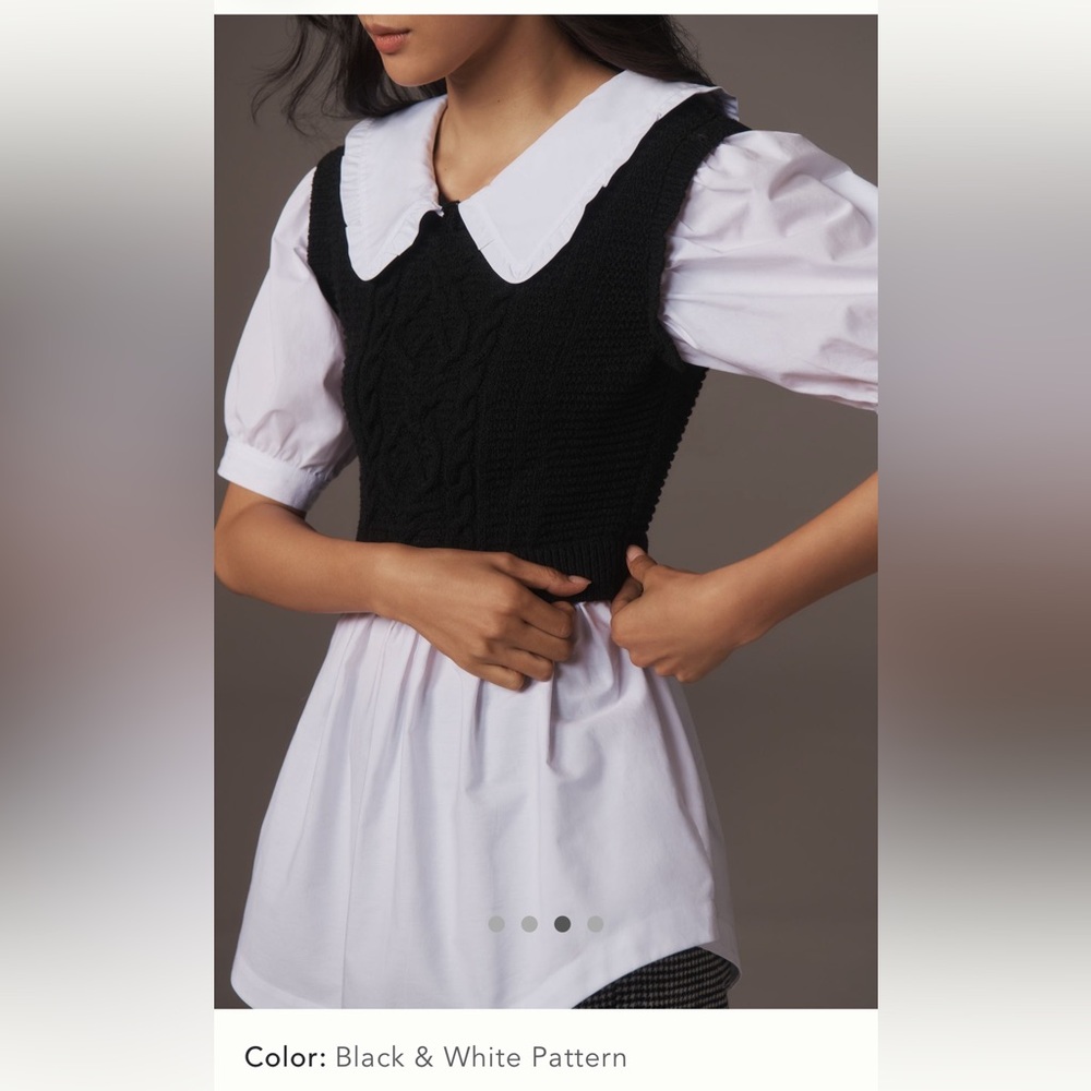 Anthropologie: Maeve Black and White Shirt with Collar